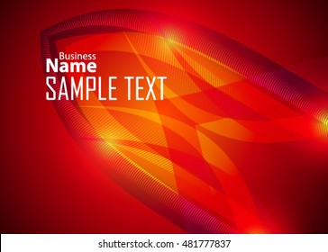 Red abstract template for card or banner. Metal Background with waves and reflections. Business background, silver, illustration. Illustration of abstract background with a metallic element