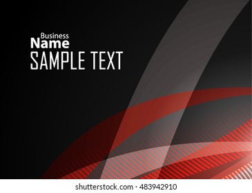 Red abstract template for card or banner. Metal Background with waves and reflections.
