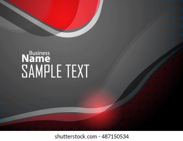 Red abstract template for card or banner. Metal Background with waves and reflections. Business background, silver, illustration. Illustration of abstract background with a metallic element