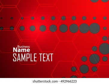 Red abstract template for card or banner. Metal Background with waves and reflections.
