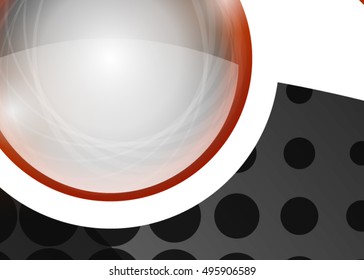 Red abstract template for card or banner. Metal Background with waves and reflections.