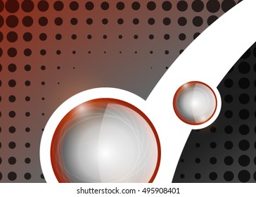 Red abstract template for card or banner. Metal Background with waves and reflections.