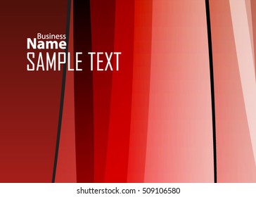 Red abstract template for card or banner. Metal Background with waves and reflections. Business background, silver, illustration. Illustration of abstract background with a metallic element