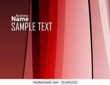 Red abstract template for card or banner. Metal Background with waves and reflections. Business background, silver, illustration. Illustration of abstract background with a metallic element