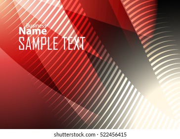 Red abstract template for card or banner. Metal Background with waves and reflections. Business background, silver, illustration. Illustration of abstract background with a metallic element