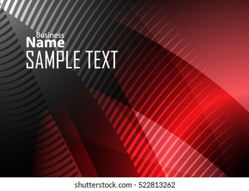 Red abstract template for card or banner. Metal Background with waves and reflections. Business background, silver, illustration. Illustration of abstract background with a metallic element