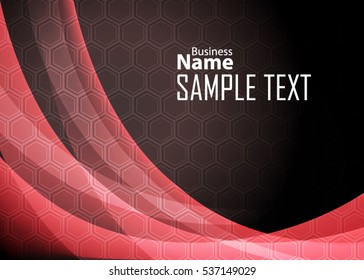 Red abstract template for card or banner. Metal Background with waves and reflections. Business background, Illustration of abstract background with a metallic element
