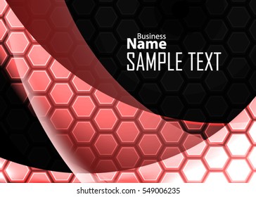 Red abstract template for card or banner. Metal Background with waves and reflections. Business background, Illustration of abstract background with a metallic element