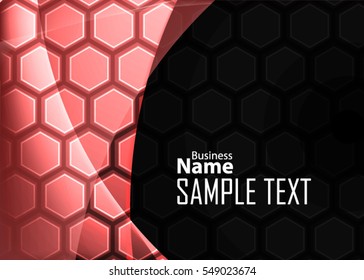 Red abstract template for card or banner. Metal Background with waves and reflections. Business background, Illustration of abstract background with a metallic element