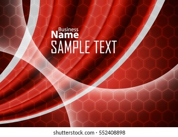 Red abstract template for card or banner. Metal Background with waves and reflections. Business background, silver, illustration. Illustration of abstract background with a metallic element