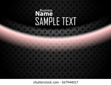 Red abstract template for card or banner. Metal Background with waves and reflections. Business background, silver, illustration. Illustration of abstract background with a metallic element