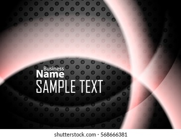 Red abstract template for card or banner. Metal Background with waves and reflections. Business background, silver, illustration. Illustration of abstract background with a metallic element