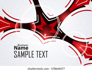 Red abstract template for card or banner. Metal Background with waves and reflections. Business background, silver, illustration. Illustration of abstract background with a metallic element
