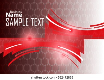 Red abstract template for card or banner. Metal Background with waves and reflections. Business background, silver, illustration. Illustration of abstract background with a metallic element