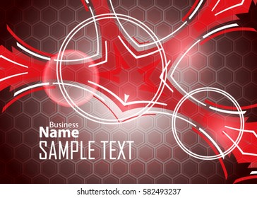 Red abstract template for card or banner. Metal Background with waves and reflections. Business background, silver, illustration. Illustration of abstract background with a metallic element