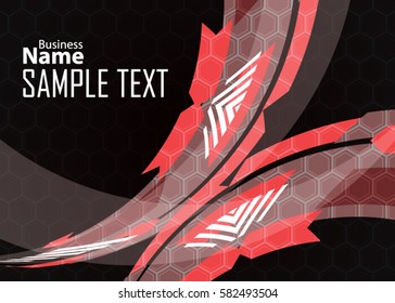 Red abstract template for card or banner. Metal Background with waves and reflections. Business background, silver, illustration. Illustration of abstract background with a metallic element