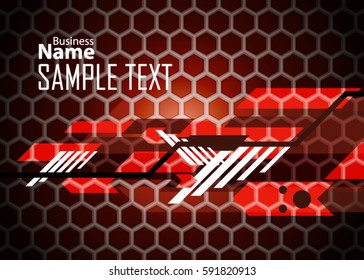 Red abstract template for card or banner. Metal Background with waves and reflections. Business background, silver, illustration. Illustration of abstract background with a metallic element