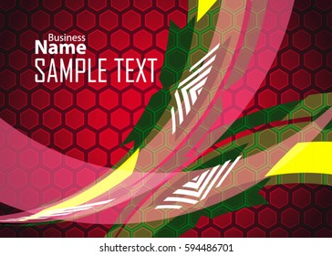 Red abstract template for card or banner. Metal Background with waves and reflections. Business background, silver, illustration. Illustration of abstract background with a metallic element