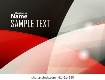 Red abstract template for card or banner. Metal Background with waves and reflections. Business background, silver, illustration. Illustration of abstract background with a metallic element