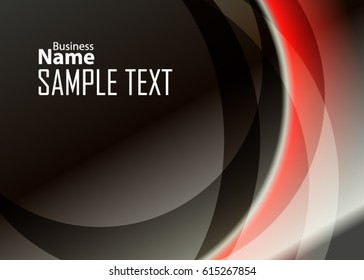 Red abstract template for card or banner. Metal Background with waves and reflections. Business background, silver, illustration. Illustration of abstract background with a metallic element
