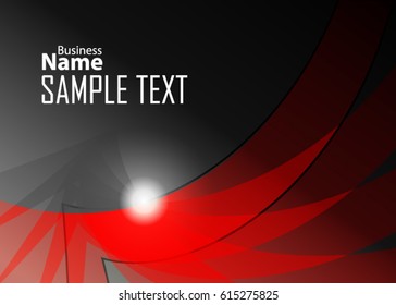 Red abstract template for card or banner. Metal Background with waves and reflections. Business background, silver, illustration. Illustration of abstract background with a metallic element