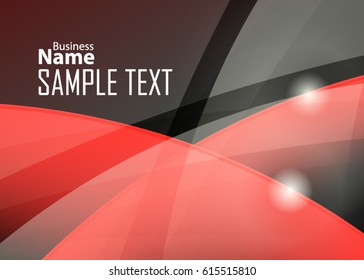 Red abstract template for card or banner. Metal Background with waves and reflections. Business background, silver, illustration. Illustration of abstract background with a metallic element