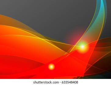 Red abstract template for card or banner. Metal Background with waves and reflections. Business background, silver, illustration. Illustration of abstract background with a metallic element