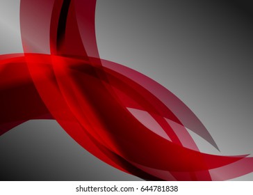 Red abstract template for card or banner. Metal Background with waves and reflections. Business background, silver, illustration. Illustration of abstract background with a metallic element
