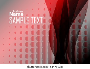 Red abstract template for card or banner. Metal Background with waves and reflections. Business background, silver, illustration. Illustration of abstract background with a metallic element