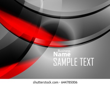 Red abstract template for card or banner. Metal Background with waves and reflections. Business background, silver, illustration. Illustration of abstract background with a metallic element