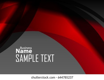 Red abstract template for card or banner. Metal Background with waves and reflections. Business background, silver, illustration. Illustration of abstract background with a metallic element