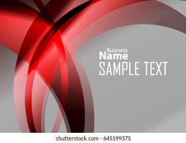 Red abstract template for card or banner. Metal Background with waves and reflections. Business background, silver, illustration. Illustration of abstract background with a metallic element