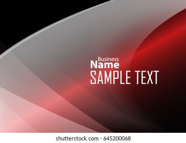 Red abstract template for card or banner. Metal Background with waves and reflections. Business background, silver, illustration. Illustration of abstract background with a metallic element