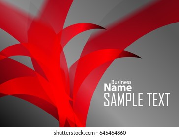 Red abstract template for card or banner. Metal Background with waves and reflections. Business background, silver, illustration. Illustration of abstract background with a metallic element
