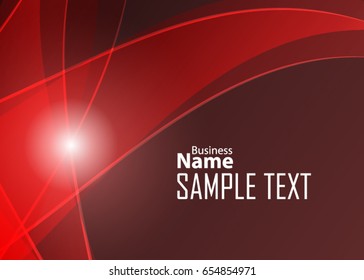 Red abstract template for card or banner. Metal Background with waves and reflections. Business background, silver, illustration. Illustration of abstract background with a metallic element