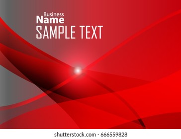 Red abstract template for card or banner. Metal Background with waves and reflections. Business background, silver, illustration. Illustration of abstract background with a metallic element