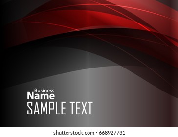 Red abstract template for card or banner. Metal Background with waves and reflections. Business background, silver, illustration. Illustration of abstract background with a metallic element