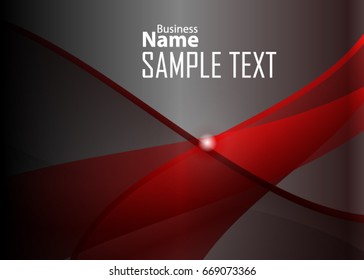 Red abstract template for card or banner. Metal Background with waves and reflections. Business background, silver, illustration. Illustration of abstract background with a metallic element