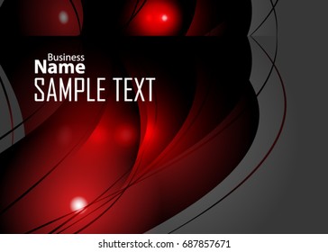 Red abstract template for card or banner. Metal Background with waves and reflections. Business background, silver, illustration. Illustration of abstract background with a metallic element
