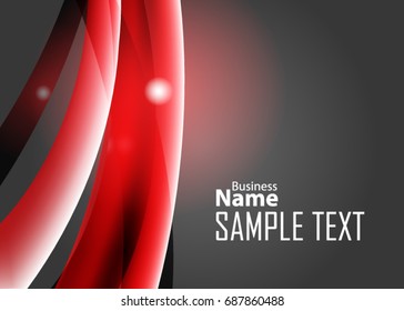 Red abstract template for card or banner. Metal Background with waves and reflections. Business background, silver, illustration. Illustration of abstract background with a metallic element