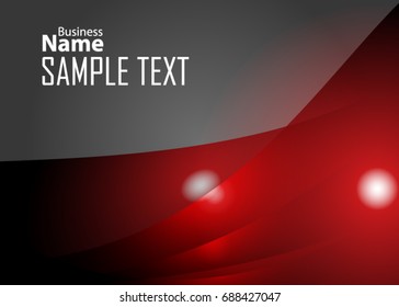 Red abstract template for card or banner. Metal Background with waves and reflections. Business background, silver, illustration. Illustration of abstract background with a metallic element