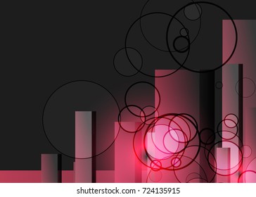 Red abstract template for card or banner. Metal Background with waves and reflections. Business background, silver, illustration. Illustration of abstract background with a metallic element