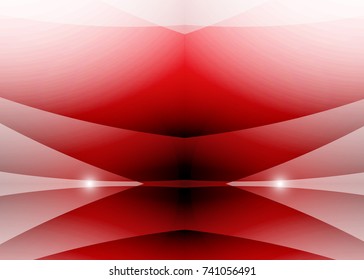Red abstract template for card or banner. Metal Background with waves and reflections. Business background, silver, illustration. Illustration of abstract background with a metallic element