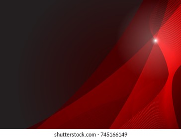 Red abstract template for card or banner. Metal Background with waves and reflections. Business background, silver, illustration. Illustration of abstract background with a metallic element