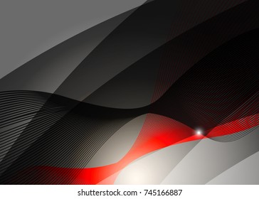 Red abstract template for card or banner. Metal Background with waves and reflections. Business background, silver, illustration. Illustration of abstract background with a metallic element