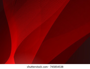 Red abstract template for card or banner. Metal Background with waves and reflections. Business background, silver, illustration. Illustration of abstract background with a metallic element