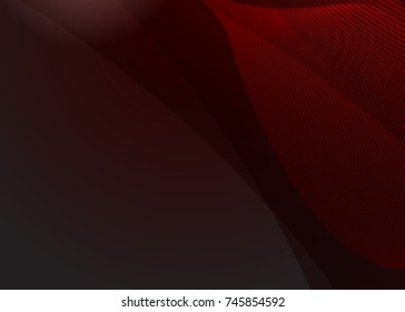 Red abstract template for card or banner. Metal Background with waves and reflections. Business background, silver, illustration. Illustration of abstract background with a metallic element