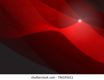 Red abstract template for card or banner. Metal Background with waves and reflections. Business background, silver, illustration. Illustration of abstract background with a metallic element