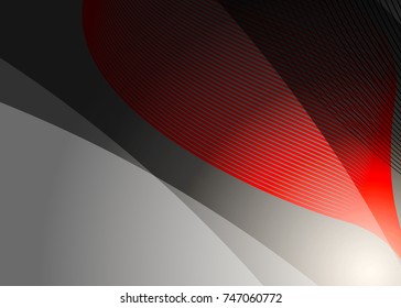 Red abstract template for card or banner. Metal Background with waves and reflections. Business background, silver, illustration. Illustration of abstract background with a metallic element
