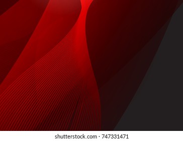 Red abstract template for card or banner. Metal Background with waves and reflections. Business background, silver, illustration. Illustration of abstract background with a metallic element